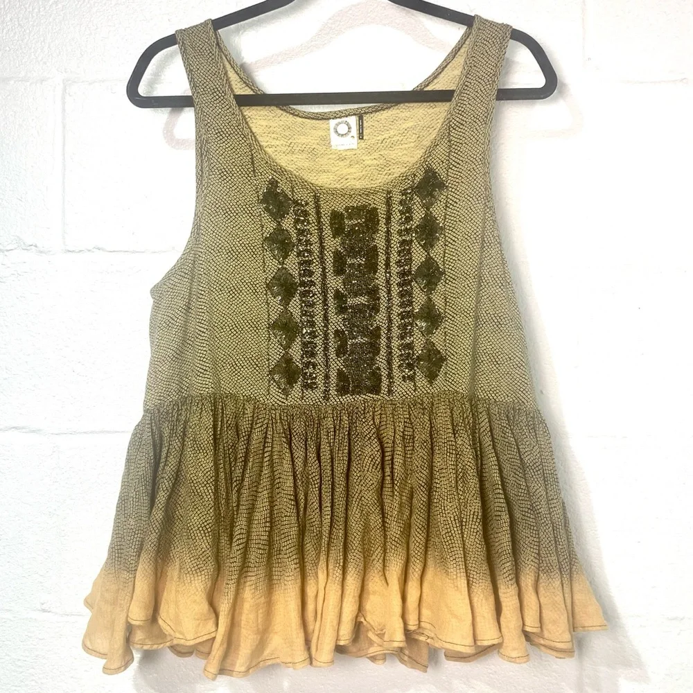 Anthropologie Akemi + Kin Hand-Beaded Swing Tank Peplum Ruffle Size M - Picture 6 of 11